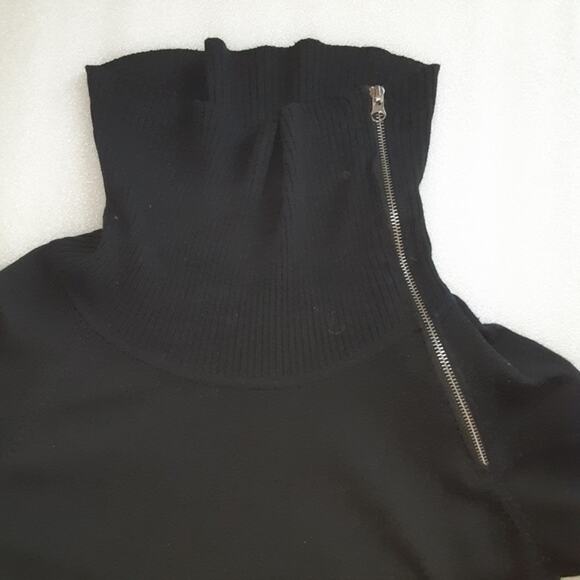 Eight Eight Eight Sweater Dress Cowl Turtleneck Zipper Pocketed Black Medium - Picture 2 of 4